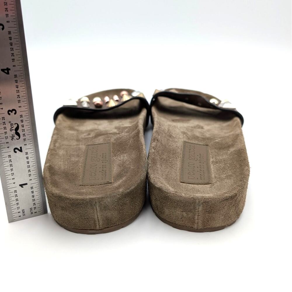 Pedro Garcia Anouk Spike Stud Slide Sandals Women's Brown Size US8.5 EU38.5 - Picture 4 of 11